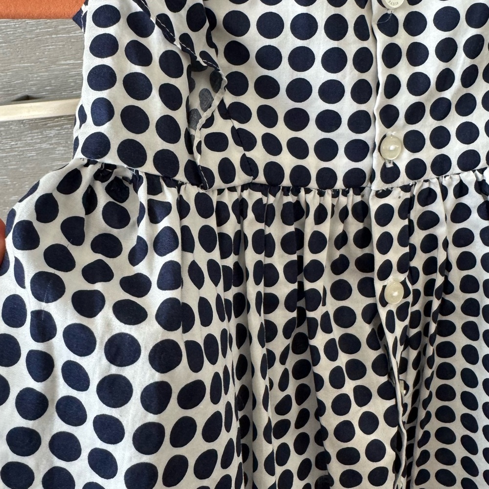 Jacadi Paris Navy and White Ruffled polka dot Sundress - Picture 8 of 10